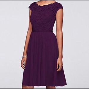 David’s Bridal, Short, Lace, Plum Bridesmaid dress